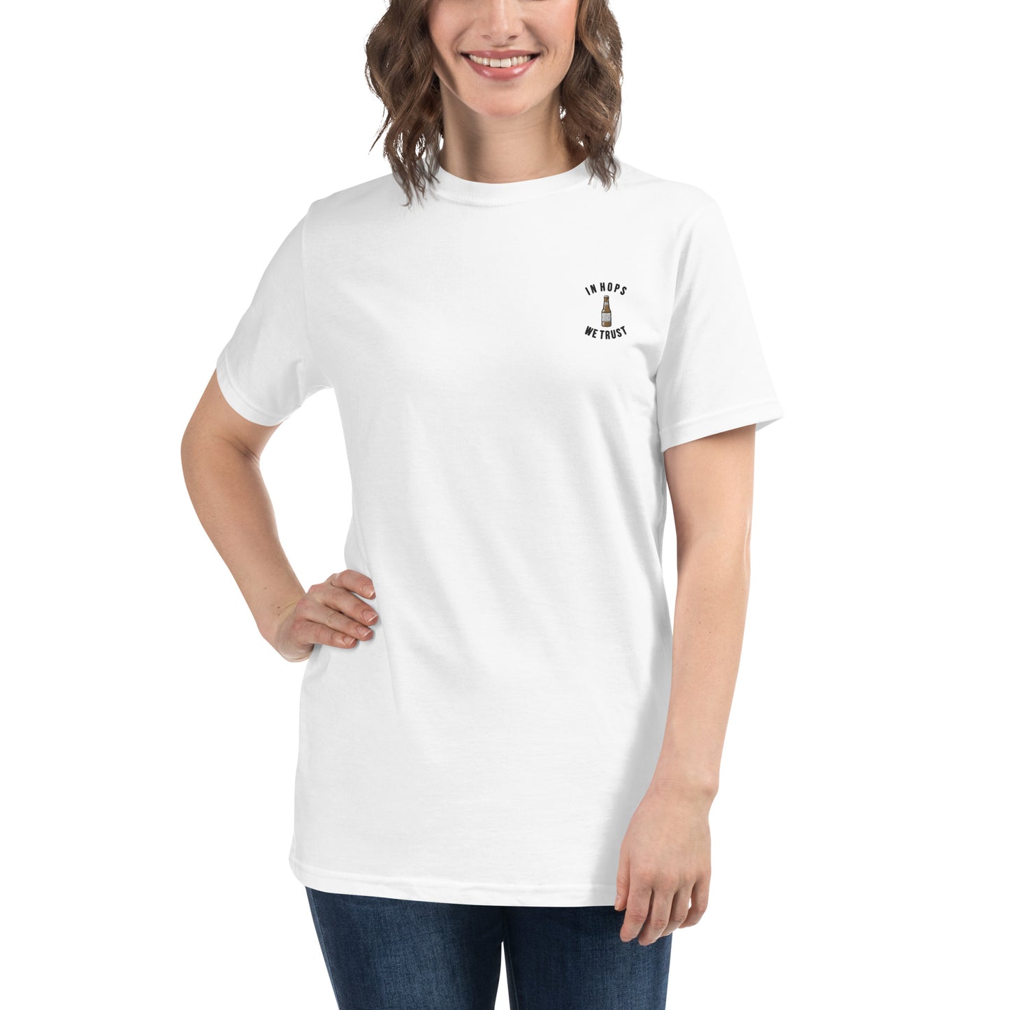 Sustainable Embroidered T-shirt - In Hops We Trust