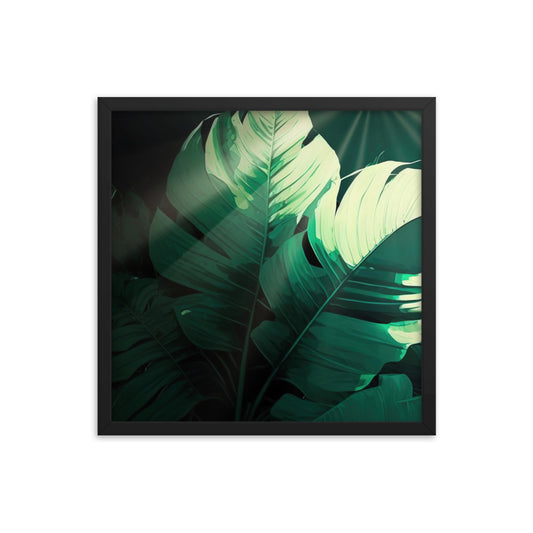 Dark Leaf with Sunbeams - Framed Poster
